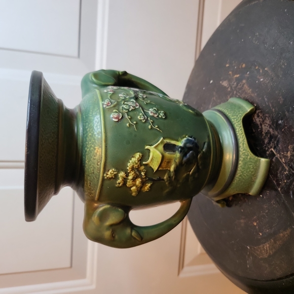 Other - Beautiful Vintage Japanese Elephant Handles Matte Green Vase